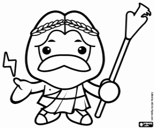 desenho de Zeus ou Júpiter, o rei dos deuses para colorir