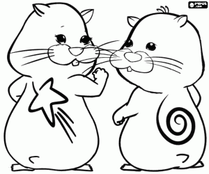 desenho de Dois Zhu Zhu Pets para trás para colorir