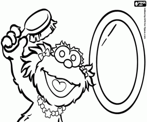 desenho de Zoe em frente ao espelho para colorir