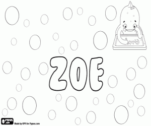 desenho de Zoe, nome em vários idiomas para colorir