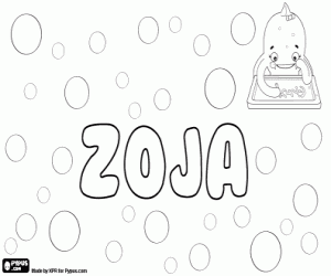 desenho de Zoja, nome em vários idiomas para colorir