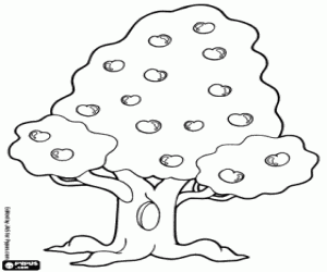 desenho de Árvore com frutas no verão para colorir