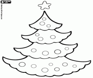 desenho de Árvore de Natal com bolas de Natal para colorir