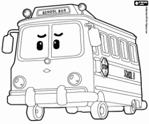 desenho de Ônibus escolar, Robocar Poli para colorir