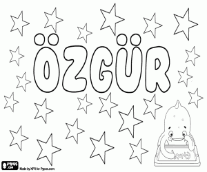 desenho de Özgür, nome unisex turco para colorir