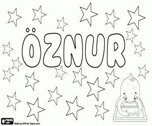 desenho de Öznur, nome unisex turco para colorir