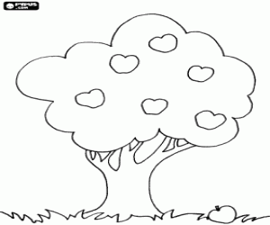 desenho de Uma árvore com frutas para colorir