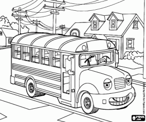 desenho de O ônibus da escola na rua para colorir